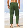 COOFANDY Men’s Cotton Linen Pants Elastic Waist Lightweight Casual Pants Relaxed Fit Yoga Beach Pants with Pockets(Army Green)