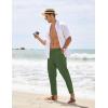 COOFANDY Men’s Cotton Linen Pants Elastic Waist Lightweight Casual Pants Relaxed Fit Yoga Beach Pants with Pockets(Army Green)