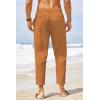COOFANDY Men’s Cotton Linen Pants Elastic Waist Lightweight Casual Pants Relaxed Fit Yoga Beach Pants with Pockets(Brown)