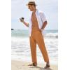 COOFANDY Men’s Cotton Linen Pants Elastic Waist Lightweight Casual Pants Relaxed Fit Yoga Beach Pants with Pockets(Brown)