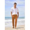 COOFANDY Men’s Cotton Linen Pants Elastic Waist Lightweight Casual Pants Relaxed Fit Yoga Beach Pants with Pockets(Brown)