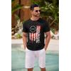 COOFANDY Mens Crew Neck T Shirt Short Sleeve Casual Summer Basic Tee Slim Fit Workout T-Shirt(Black Red White Flag)