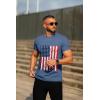 COOFANDY Mens Crew Neck T Shirt Short Sleeve Casual Summer Basic Tee Slim Fit Workout T-Shirt(Blue Red White Flag)