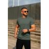COOFANDY Mens Crew Neck T Shirt Short Sleeve Casual Summer Basic Tee Slim Fit Workout T-Shirt(Y-black/Army Green/Blue-3 Pack)