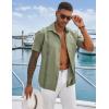 COOFANDY Men’s Cuban Guayabera Shirts Casual Short Sleeve Button Down Shirt Summer Beach Vacation Shirt(Army Green)