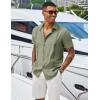 COOFANDY Men’s Cuban Guayabera Shirts Casual Short Sleeve Button Down Shirt Summer Beach Vacation Shirt(Army Green)