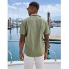 COOFANDY Men’s Cuban Guayabera Shirts Casual Short Sleeve Button Down Shirt Summer Beach Vacation Shirt(Army Green)