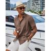 COOFANDY Men’s Cuban Guayabera Shirts Casual Short Sleeve Button Down Shirt Summer Beach Vacation Shirt(Brown)