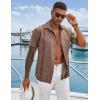 COOFANDY Men’s Cuban Guayabera Shirts Casual Short Sleeve Button Down Shirt Summer Beach Vacation Shirt(Brown)