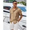 COOFANDY Men’s Cuban Guayabera Shirts Casual Short Sleeve Button Down Shirt Summer Beach Vacation Shirt(Camel)