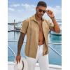 COOFANDY Men’s Cuban Guayabera Shirts Casual Short Sleeve Button Down Shirt Summer Beach Vacation Shirt(Camel)