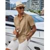 COOFANDY Men’s Cuban Guayabera Shirts Casual Short Sleeve Button Down Shirt Summer Beach Vacation Shirt(Camel)