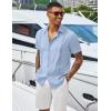 COOFANDY Men’s Cuban Guayabera Shirts Casual Short Sleeve Button Down Shirt Summer Beach Vacation Shirt(Light Blue)