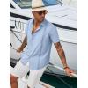 COOFANDY Men’s Cuban Guayabera Shirts Casual Short Sleeve Button Down Shirt Summer Beach Vacation Shirt(Light Blue)