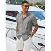 COOFANDY Men’s Cuban Guayabera Shirts Casual Short Sleeve Button Down Shirt Summer Beach Vacation Shirt(Light Grey)