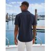 COOFANDY Men’s Cuban Guayabera Shirts Casual Short Sleeve Button Down Shirt Summer Beach Vacation Shirt(Navy Blue)