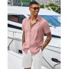 COOFANDY Men’s Cuban Guayabera Shirts Casual Short Sleeve Button Down Shirt Summer Beach Vacation Shirt(Pink)