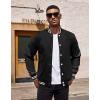 COOFANDY Mens Fashion Varsity Jackets Leather Sleeve Slim Fit College Baseball Letterman Bomber Coat(Black)