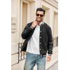 COOFANDY Mens Fashion Varsity Jackets Leather Sleeve Slim Fit College Baseball Letterman Bomber Coat(Black)