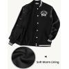 COOFANDY Mens Fashion Varsity Jackets Leather Sleeve Slim Fit College Baseball Letterman Bomber Coat(Black Jgr)