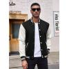 COOFANDY Mens Fashion Varsity Jackets Leather Sleeve Slim Fit College Baseball Letterman Bomber Coat(Black-white Sleeve)