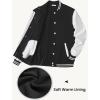 COOFANDY Mens Fashion Varsity Jackets Leather Sleeve Slim Fit College Baseball Letterman Bomber Coat(Black-white Sleeve)