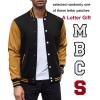 COOFANDY Mens Fashion Varsity Jackets Leather Sleeve Slim Fit College Baseball Letterman Bomber Coat(Black-yellow)