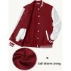 COOFANDY Mens Fashion Varsity Jackets Leather Sleeve Slim Fit College Baseball Letterman Bomber Coat(Burgundy)