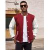 COOFANDY Mens Fashion Varsity Jackets Leather Sleeve Slim Fit College Baseball Letterman Bomber Coat(Burgundy)