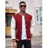 COOFANDY Mens Fashion Varsity Jackets Leather Sleeve Slim Fit College Baseball Letterman Bomber Coat(Burgundy)