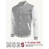 COOFANDY Mens Fashion Varsity Jackets Leather Sleeve Slim Fit College Baseball Letterman Bomber Coat(Grey)