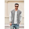 COOFANDY Mens Fashion Varsity Jackets Leather Sleeve Slim Fit College Baseball Letterman Bomber Coat(Grey)