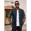 COOFANDY Mens Fashion Varsity Jackets Leather Sleeve Slim Fit College Baseball Letterman Bomber Coat(Navy-grey)