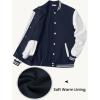 COOFANDY Mens Fashion Varsity Jackets Leather Sleeve Slim Fit College Baseball Letterman Bomber Coat(Navy-white Sleeve)