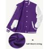 COOFANDY Mens Fashion Varsity Jackets Leather Sleeve Slim Fit College Baseball Letterman Bomber Coat(Purple)