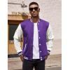 COOFANDY Mens Fashion Varsity Jackets Leather Sleeve Slim Fit College Baseball Letterman Bomber Coat(Purple)
