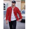 COOFANDY Mens Fashion Varsity Jackets Leather Sleeve Slim Fit College Baseball Letterman Bomber Coat(Red)