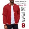 COOFANDY Mens Fashion Varsity Jackets Leather Sleeve Slim Fit College Baseball Letterman Bomber Coat(Red)