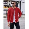 COOFANDY Mens Fashion Varsity Jackets Leather Sleeve Slim Fit College Baseball Letterman Bomber Coat(Red)