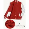 COOFANDY Mens Fashion Varsity Jackets Leather Sleeve Slim Fit College Baseball Letterman Bomber Coat(Red-white Sleeve)