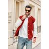 COOFANDY Mens Fashion Varsity Jackets Leather Sleeve Slim Fit College Baseball Letterman Bomber Coat(Red-white Sleeve)