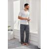 COOFANDY Men’s Flannel Plaid Pants Drawstring Cotton Casual Lounge Pants with Pockets(Black White Blue Plaid)