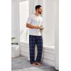 COOFANDY Men’s Flannel Plaid Pants Drawstring Cotton Casual Lounge Pants with Pockets(Blue Black Plaid)