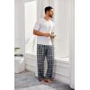COOFANDY Men’s Flannel Plaid Pants Drawstring Cotton Casual Lounge Pants with Pockets(Navy Black White Plaid)