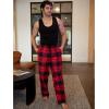 COOFANDY Men’s Flannel Plaid Pants Drawstring Cotton Casual Lounge Pants with Pockets(Navy Red Plaid)