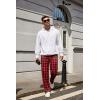 COOFANDY Men’s Flannel Plaid Pants Drawstring Cotton Casual Lounge Pants with Pockets(Red Black Plaid)