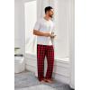 COOFANDY Men’s Flannel Plaid Pants Drawstring Cotton Casual Lounge Pants with Pockets(Red Black Plaid)