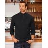 COOFANDY Men’s Fleece Quarter Zip Pullover Long Sleeve Mock Neck Sweatshirt(Black)