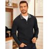 COOFANDY Men’s Fleece Quarter Zip Pullover Long Sleeve Mock Neck Sweatshirt(Black)