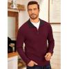 COOFANDY Men’s Fleece Quarter Zip Pullover Long Sleeve Mock Neck Sweatshirt(Burgundy)